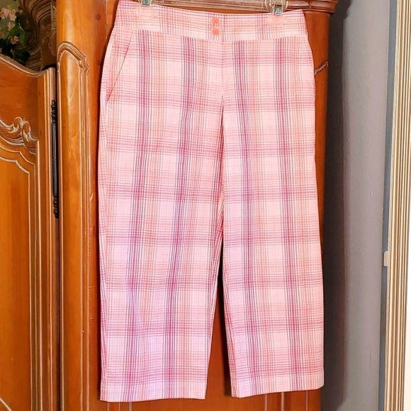 IZOD WOMEN'S CAPRIS size 2, punk plaid. Preppy Side pockets stretch. Fairycore - Picture 1 of 9